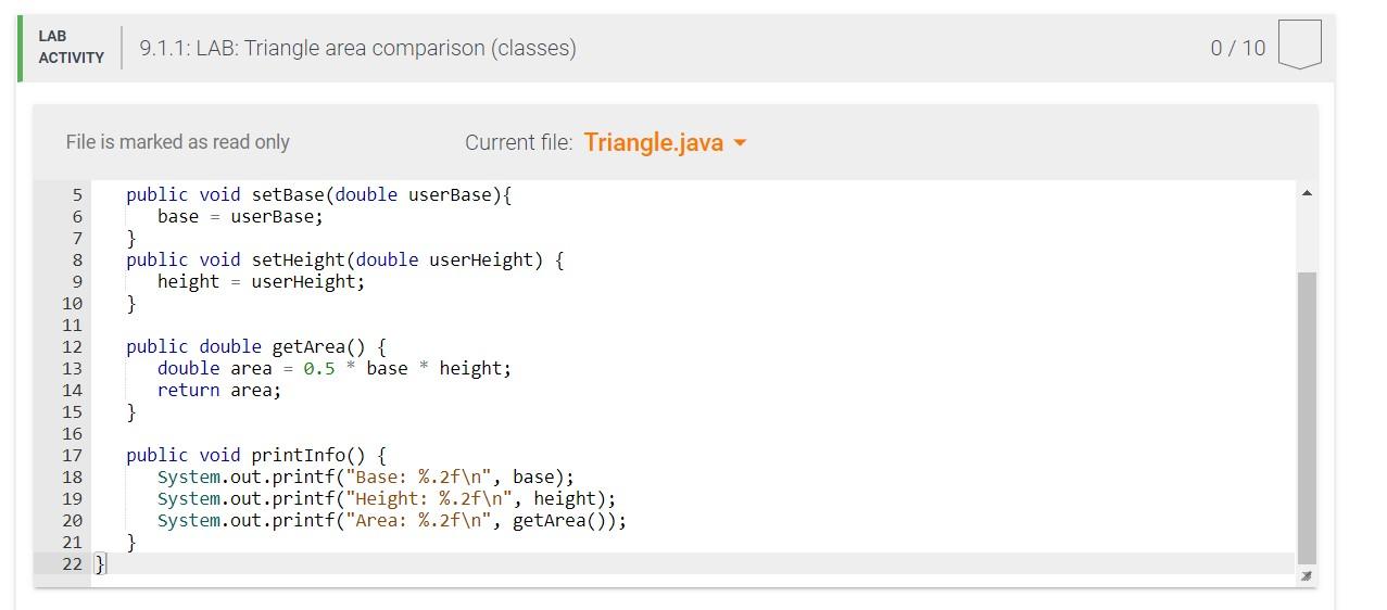 Solved Given Class Triangle In File Trianglejava 0449