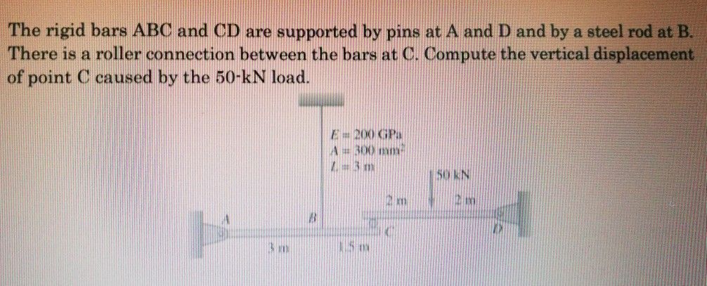 Solved The rigid bars ABC and CD are supported by pins at A | Chegg.com 