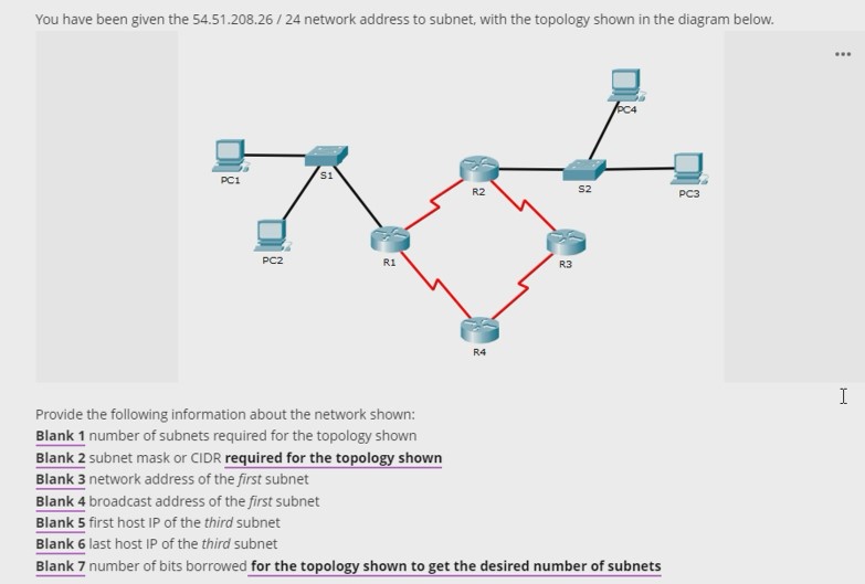 Solved You have been given the 54.51.208.26/24 network | Chegg.com