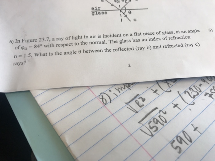 Solved air o) In Figure 23.7, a ray of light in air is | Chegg.com