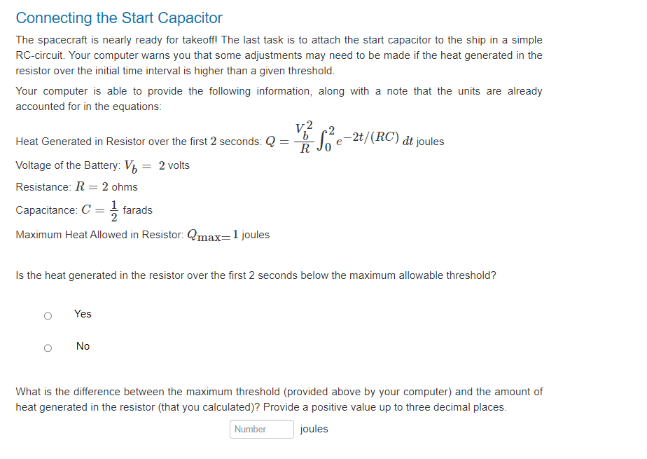 Solved Connecting the Start Capacitor The spacecraft is | Chegg.com