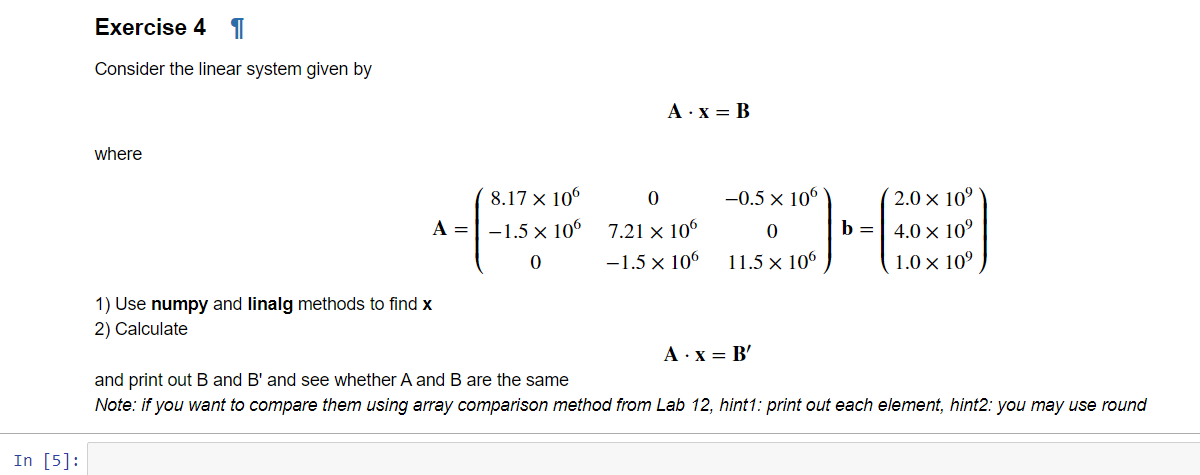Solved Consider the linear system given by 𝐀⋅𝐱=𝐁 | Chegg.com