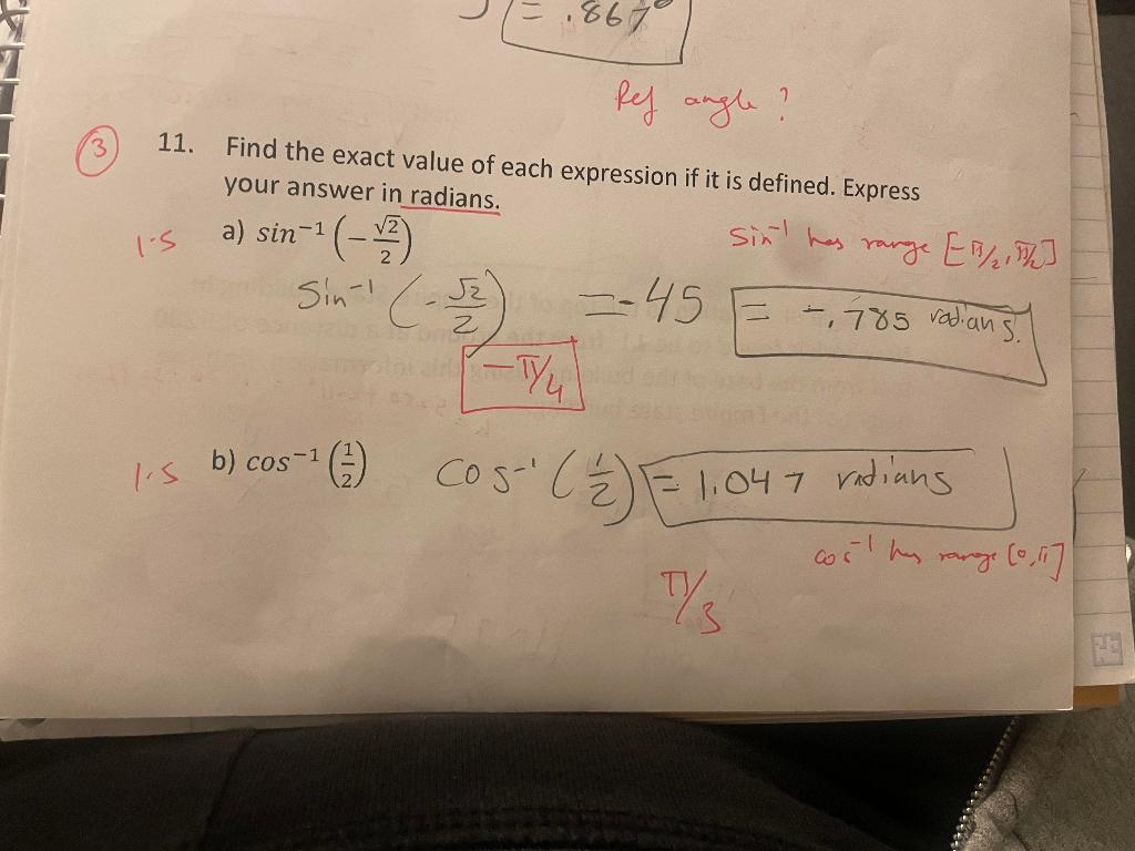 Solved 1. Find the exact value of each expression if it is | Chegg.com