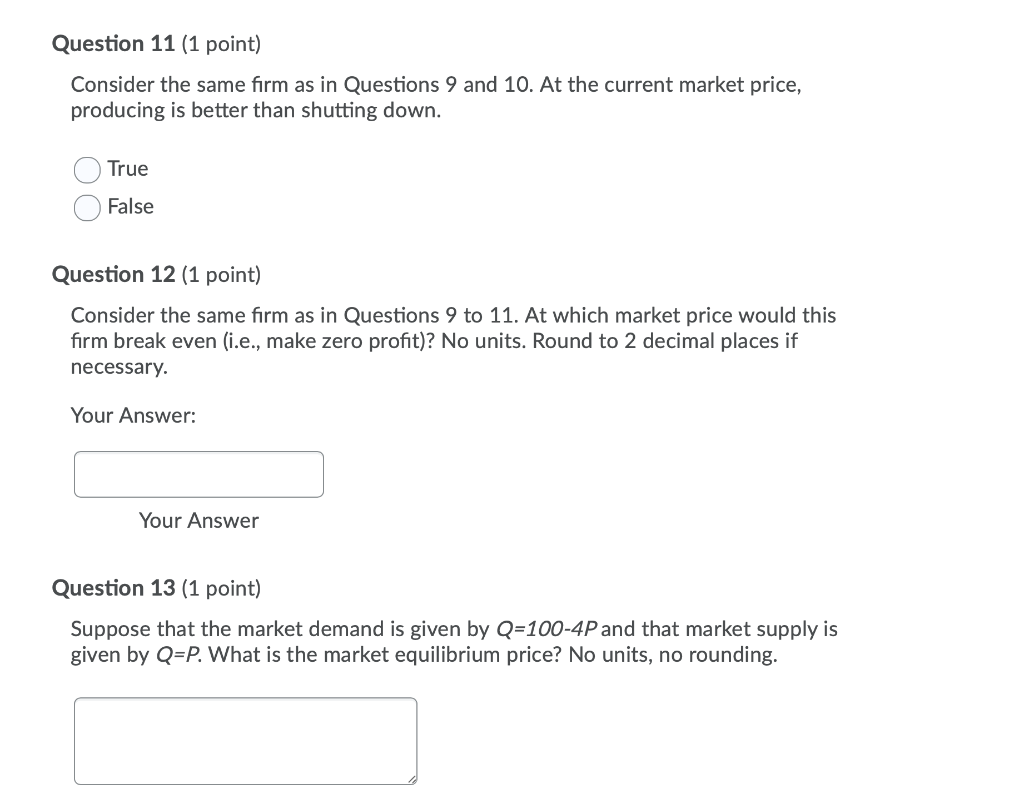 Solved Question 11 (1 point) Consider the same firm as in | Chegg.com