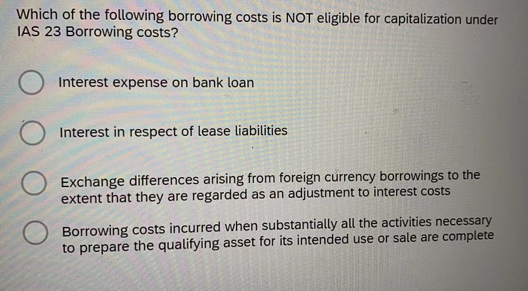 Solved Which Of The Following Borrowing Costs Is NOT | Chegg.com