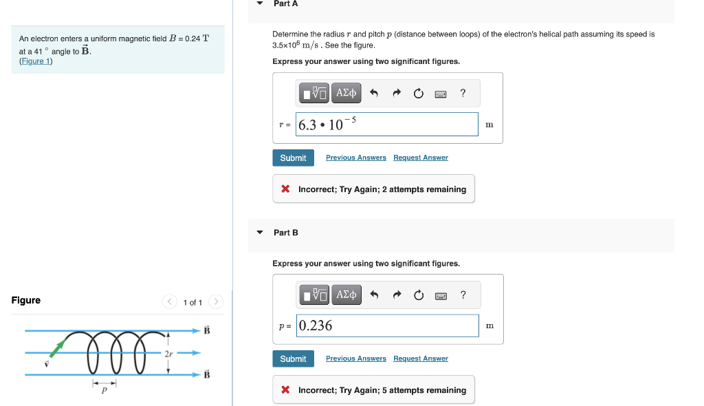 Solved An Electron Enters A Uniform Magnetic Field B=0.24 T | Chegg.com
