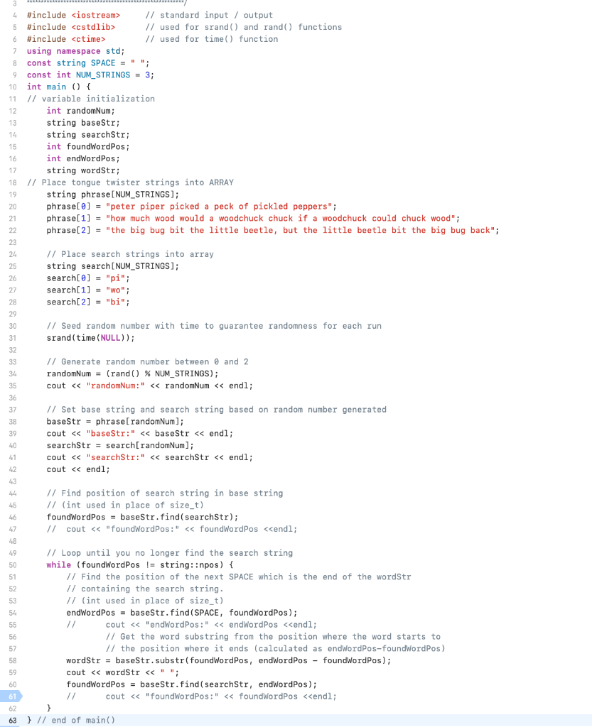 Solved Example/Assignment -String Searching 21 Run your | Chegg.com