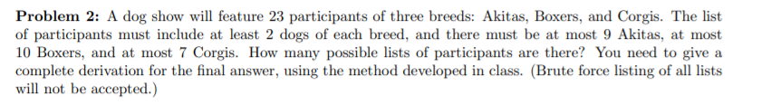 Solved Problem 2: A dog show will feature 23 participants of | Chegg.com