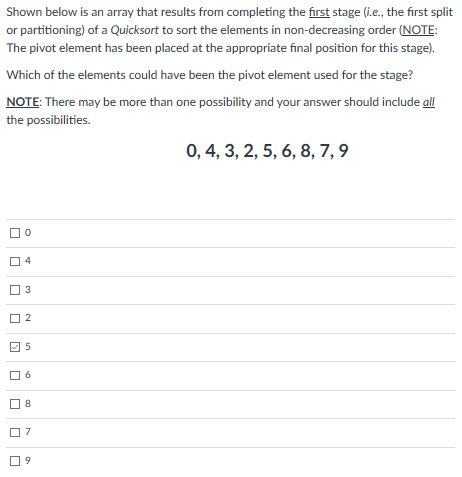 Solved Shown Below Is An Array That Results From Completing | Chegg.com