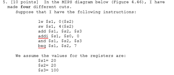 5. [10 points] In the MIPS diagram below (Figure 4.46 | Chegg.com