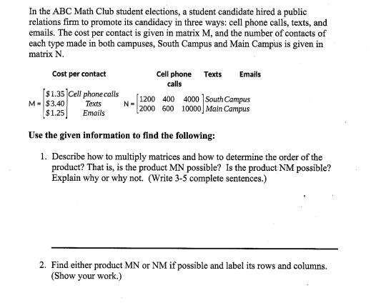 Solved In The ABC Math Club Student Elections, A Student | Chegg.com