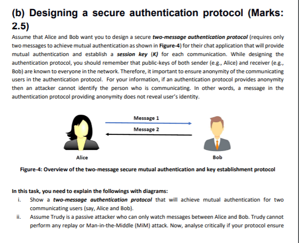 Solved (b) Designing A Secure Authentication Protocol | Chegg.com