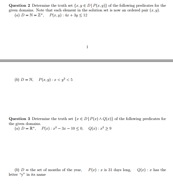 Solved Question 2 Determine the truth set {2, Y € DP(r,y)} | Chegg.com
