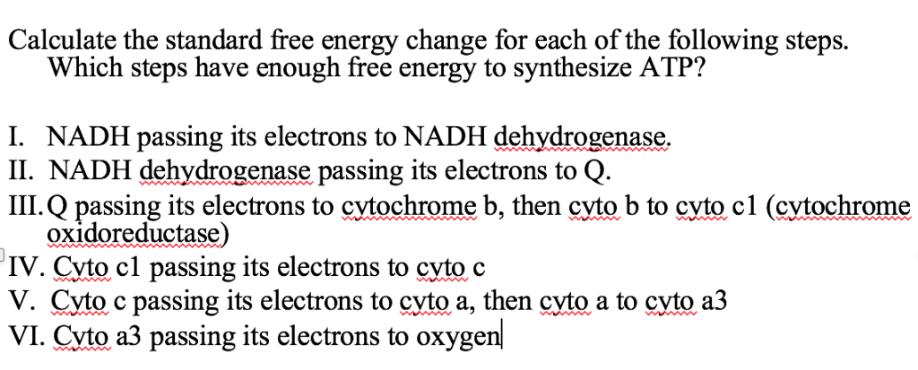 Solved Calculate the standard free energy change for each of | Chegg.com