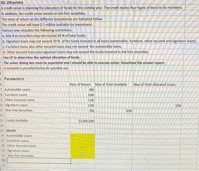 Solved Q2. (30 points) A credit union is planning the | Chegg.com