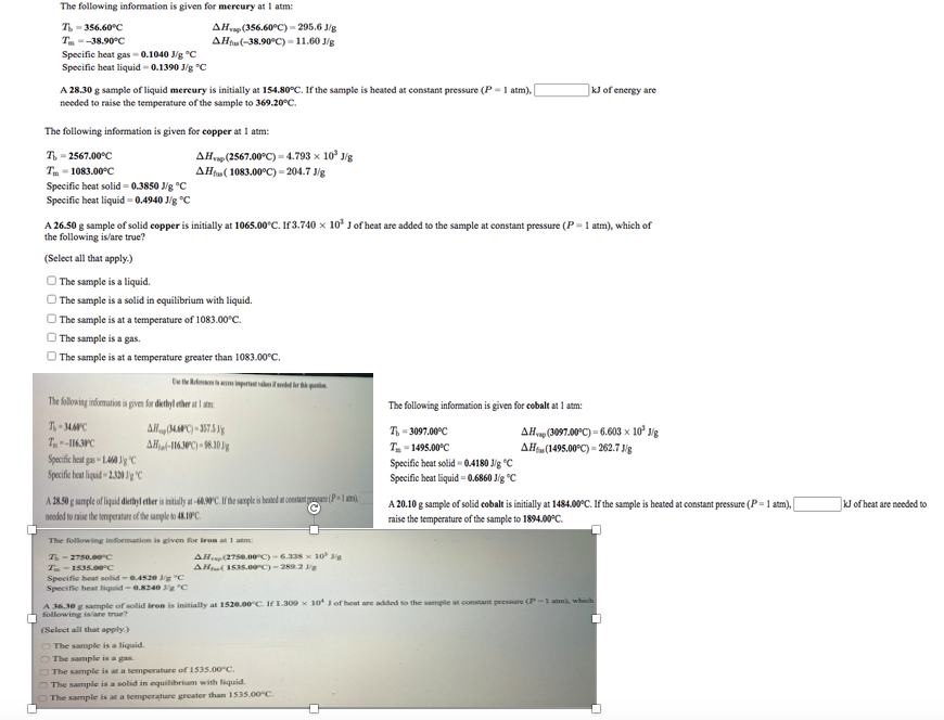 Solved The Following Information Is Given For Mercury At Chegg Com