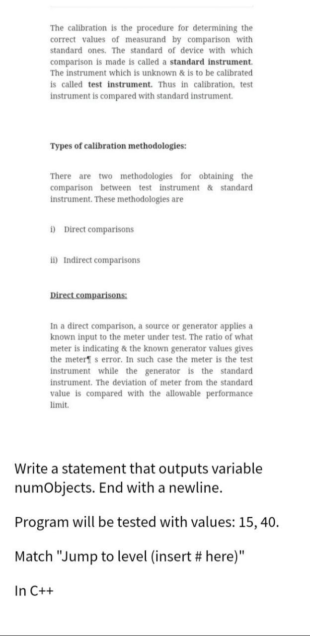 Solved The calibration is the procedure for determining the | Chegg.com