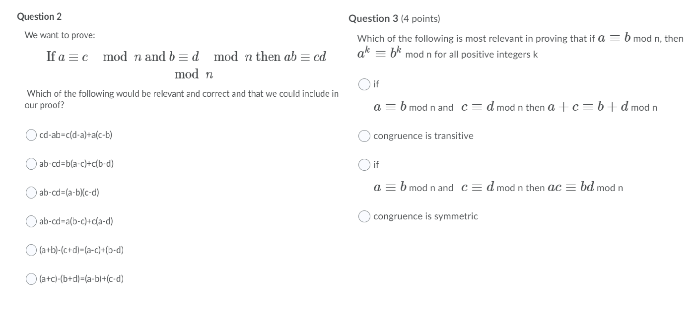 Solved Question 2 We Want To Prove: Question 3 (4 Points) | Chegg.com