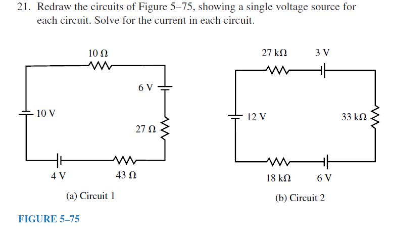 Solved 21. Redraw The Circuits Of Figure 5−75, Showing A | Chegg.com