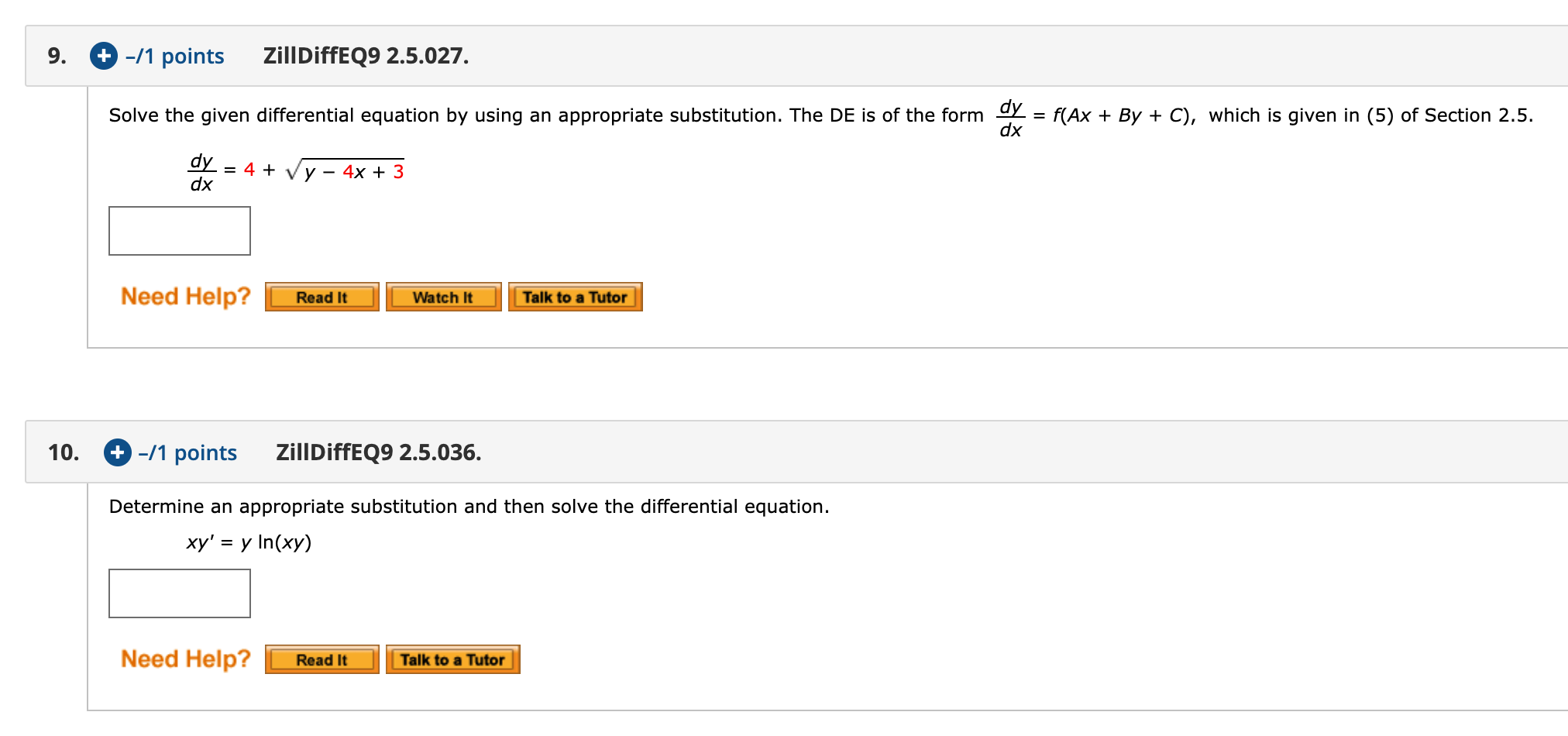 Solved 9. + -/1 Points ZillDiffEQ9 2.5.027. Solve The Given | Chegg.com