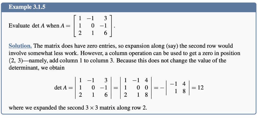 Solved Why does the expansion of the following matrix along