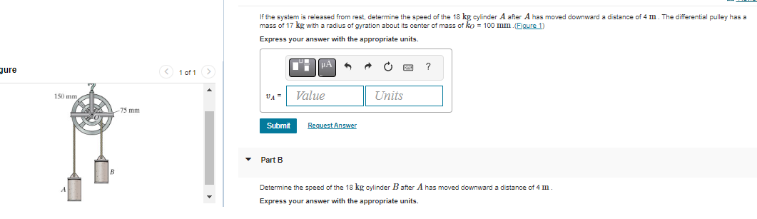 Solved If The System Is Released From Rest, Determine The | Chegg.com