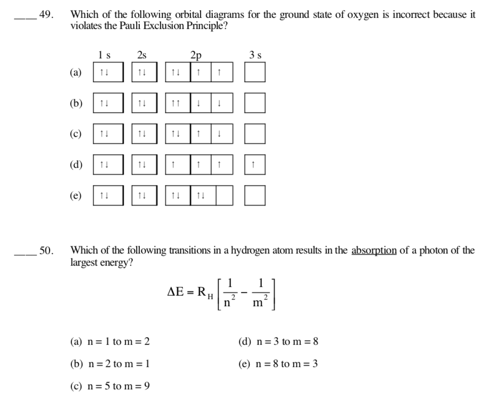 Solved Which of the following orbital diagrams for the | Chegg.com