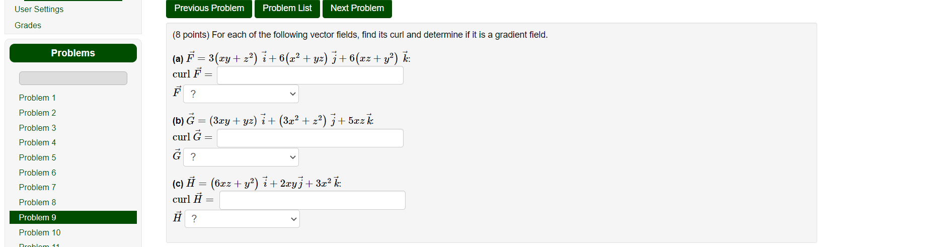 Solved User Settings Previous Problem Problem List Next | Chegg.com
