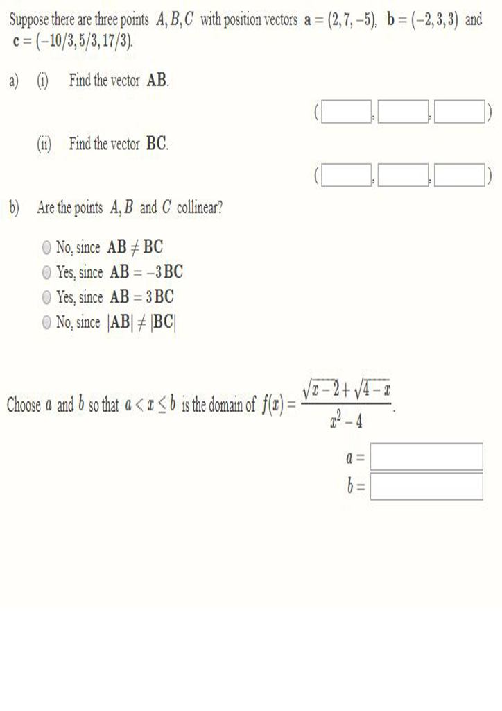 Solved (2,7, -5), b= (-2,3,3) and Suppose there are three | Chegg.com