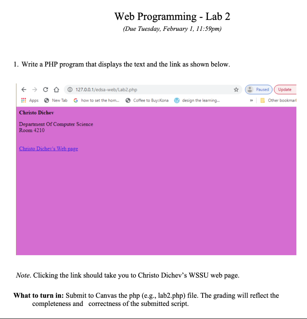 Solved Web Programming - Lab 2 (Due Tuesday, February 1, | Chegg.com