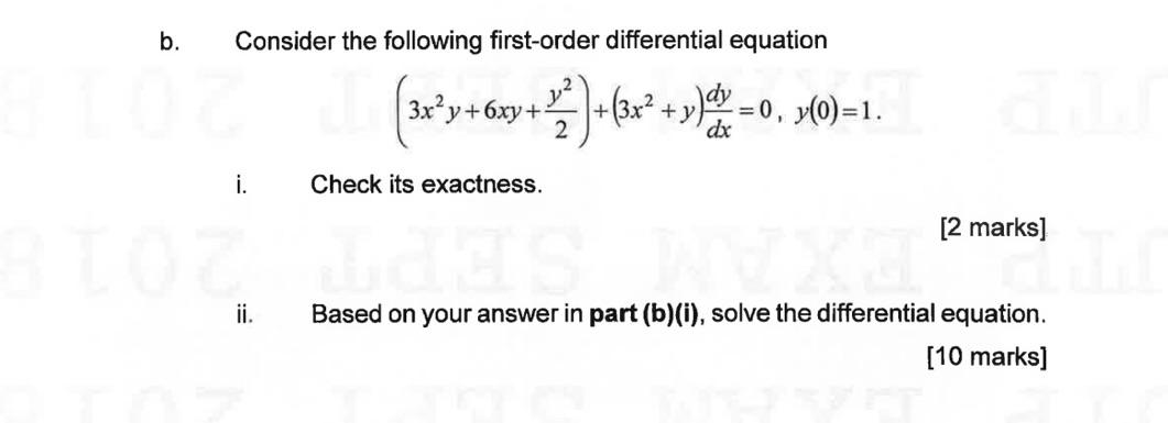 Solved B. Consider The Following First-order Differential | Chegg.com