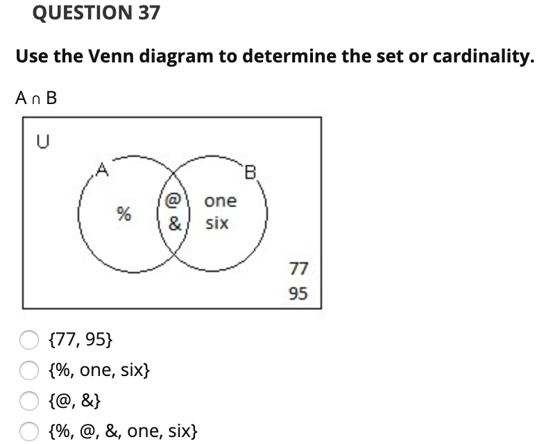 Solved Use the Venn diagram to determine the set or | Chegg.com