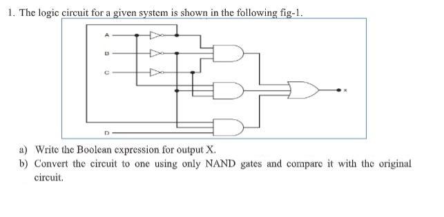 Solved 1. The logic circuit for a given system is shown in | Chegg.com