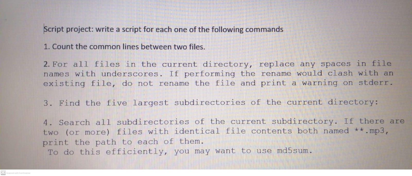 Solved script project write a script for each one of the chegg