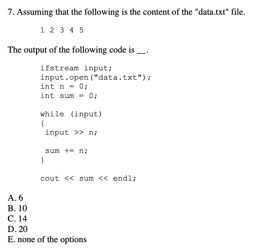 Solved 7. Assuming that the following is the content of the | Chegg.com