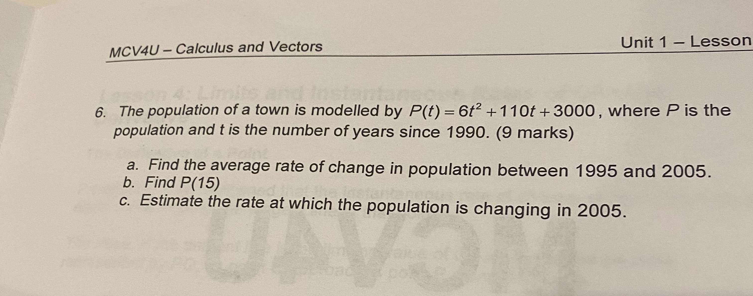 Solved 6. The population of a town is modelled by