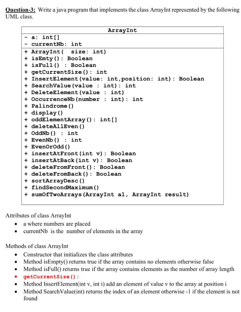 Solved Question-3: Write a java program that implements the | Chegg.com