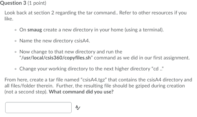 Solved Question 1 (1 point) Provide the linux command to | Chegg.com