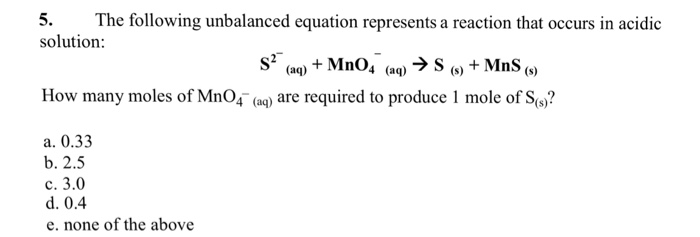 Solved The following unbalanced equation represents a | Chegg.com