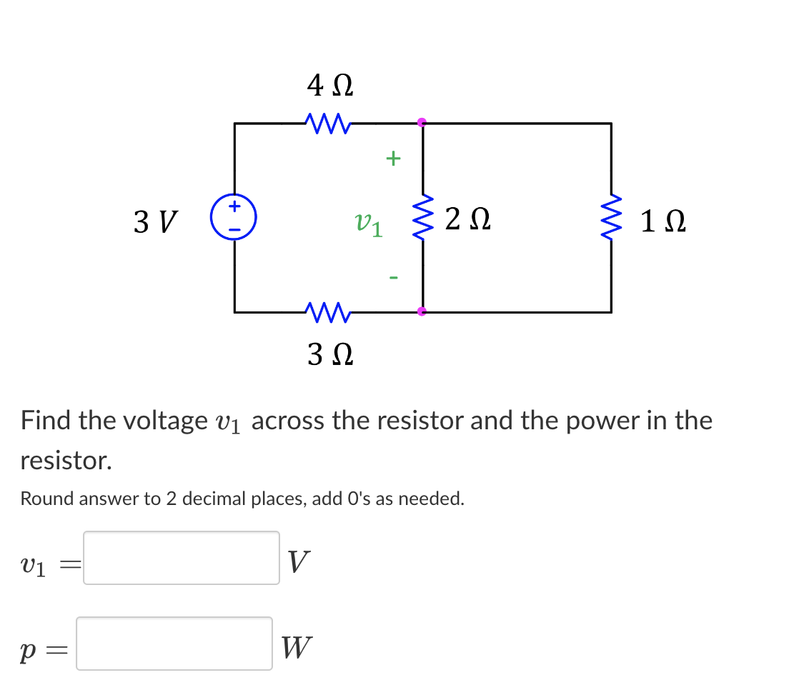 Solved Find the voltage v1 across the resistor and the power | Chegg.com