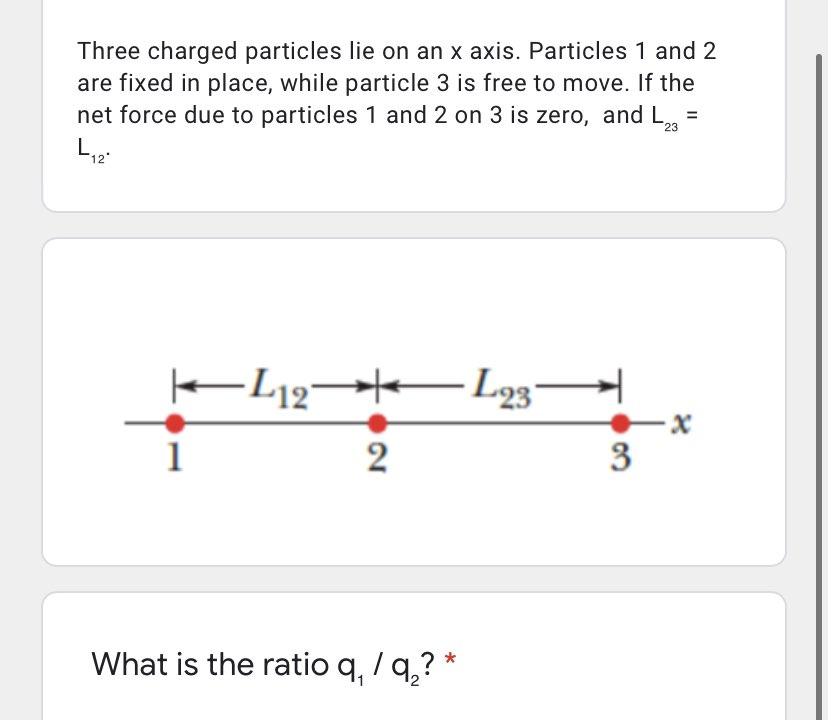 Solved Three Charged Particles Lie On An X Axis Particles 1