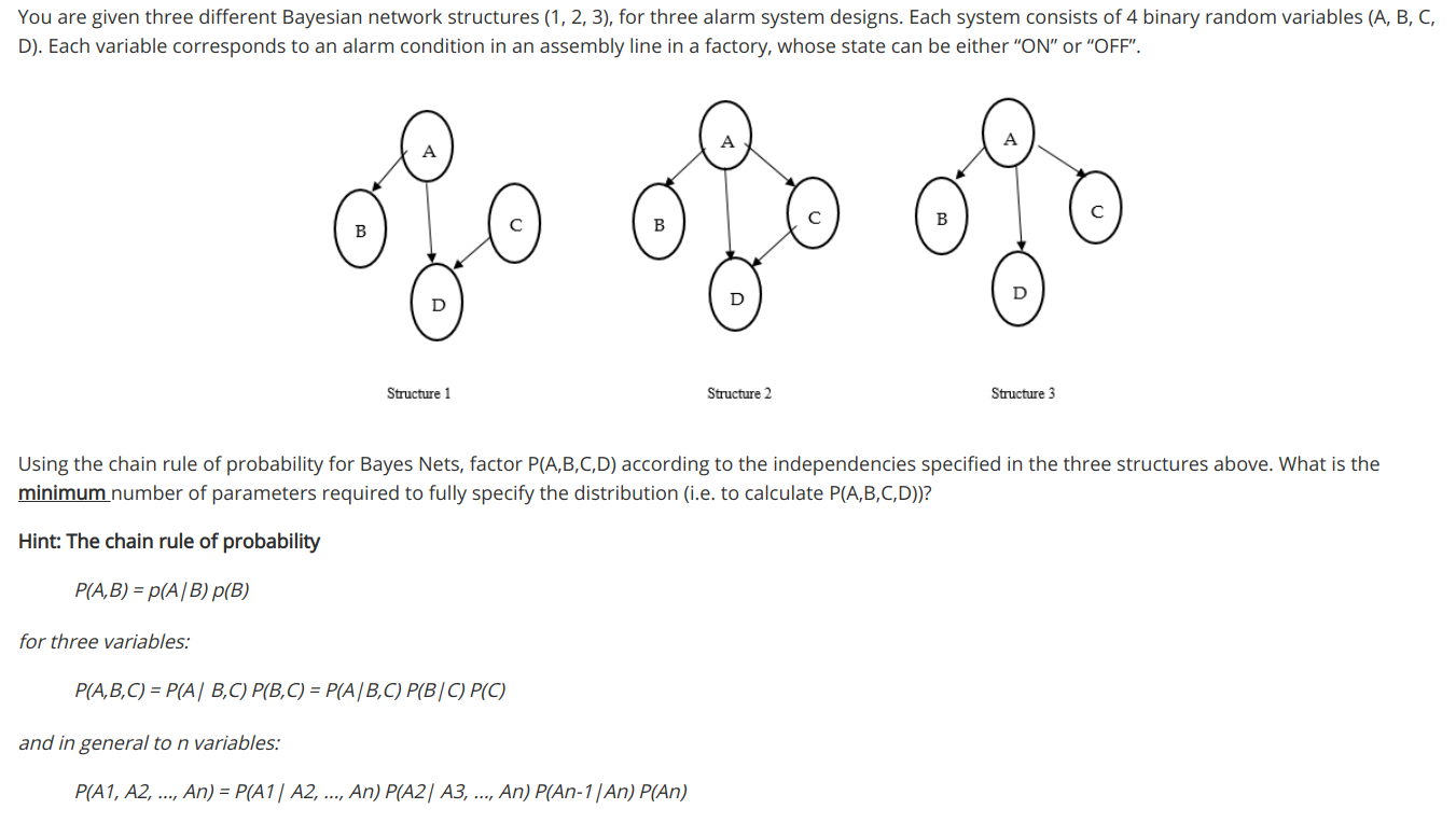 Solved You are given three different Bayesian network Chegg