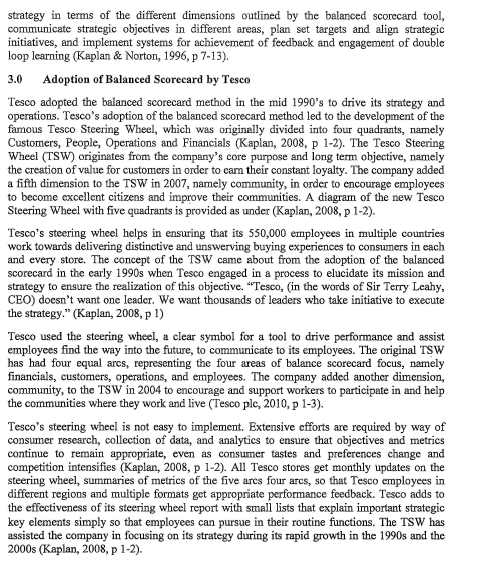 Solved Case Study: Tesco - Balanced Scorecard, BSC. 1.0 | Chegg.com