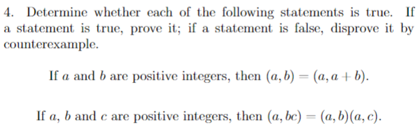Solved 4. Determine whether each of the following statements | Chegg.com