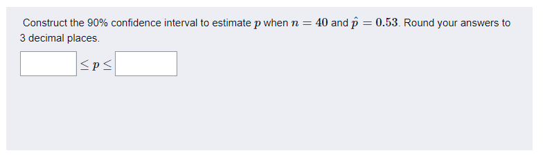 Solved Construct the 90% confidence interval to estimate p | Chegg.com