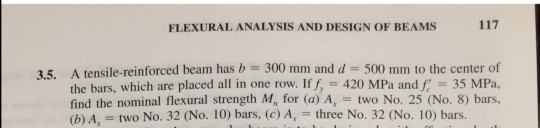 Solved FLEXURAL ANALYSIS AND DESIGN OF BEAMS 117 3.5. A | Chegg.com