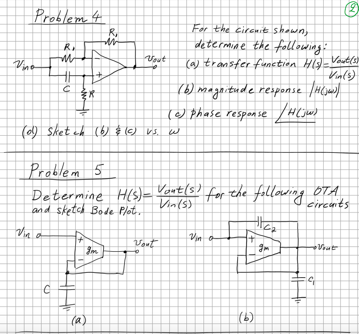 Solved Тет, - Vout HH с For the circuit shown, determine the | Chegg.com