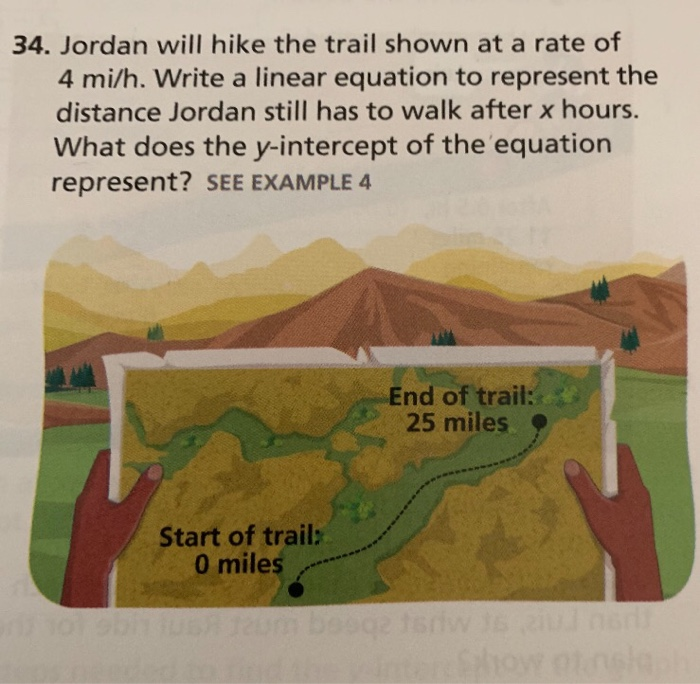 Solved 34. Jordan will hike the trail shown at a rate of 4 | Chegg.com