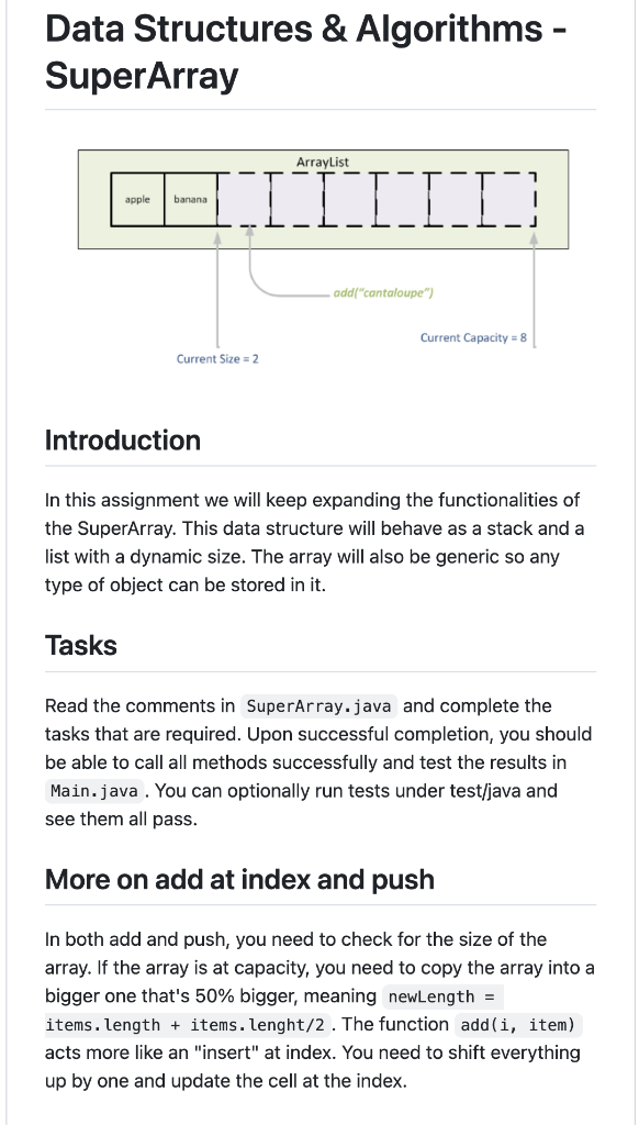 Solved I finished my super array class, is there anything I | Chegg.com