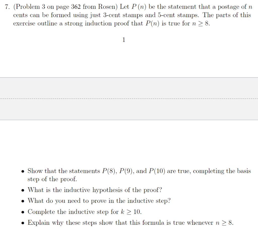 Solved 6. (Problem 19 on page 351 from Rosen) Let P(n) be | Chegg.com